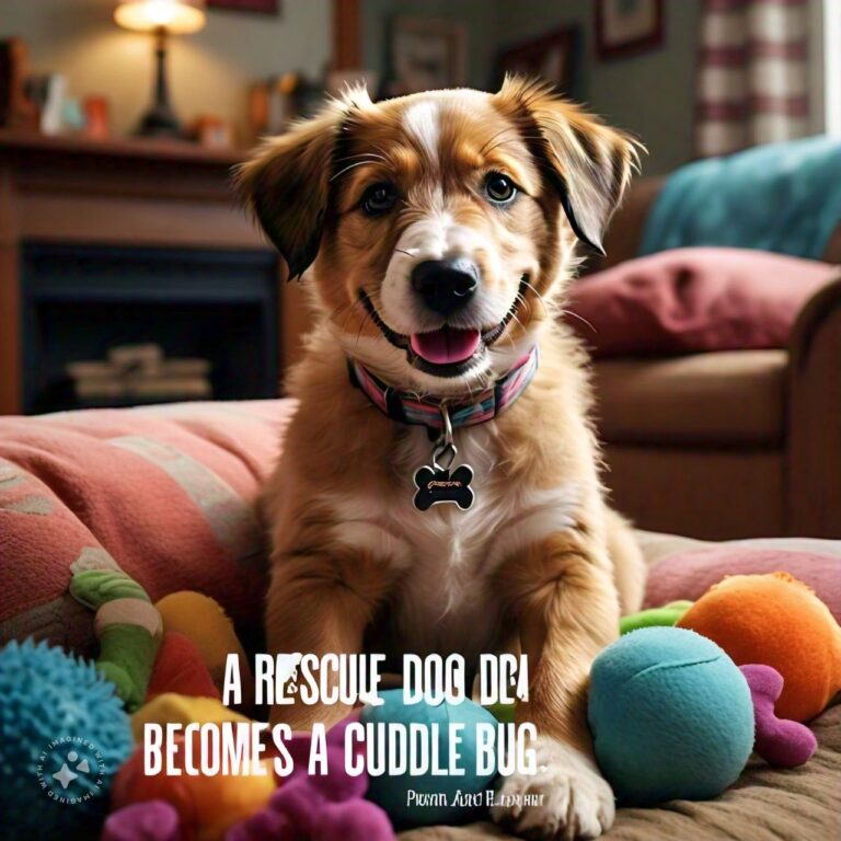 A RESCUE DOG BECOMES A CUDDLE BUG.